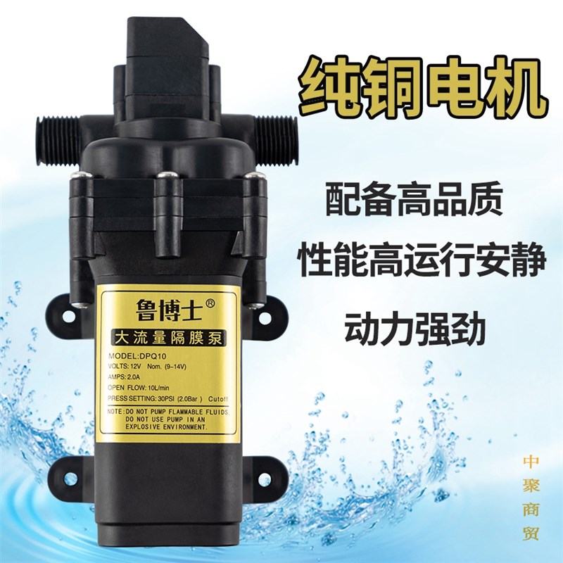 12V大流量自吸泵房车吸水泵浇菜供水泵车载抽水泵浇花洗车用水
