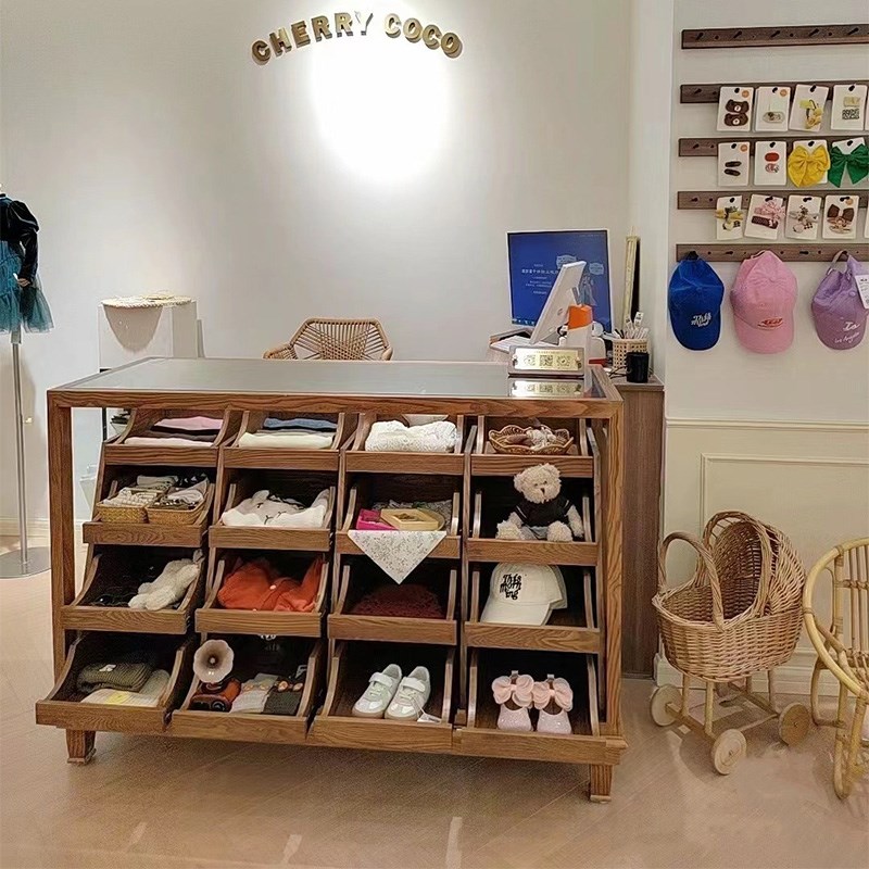 服装店童装店中岛柜展示柜女装店陈列柜服装店鞋柜玻璃鞋柜斗柜桌