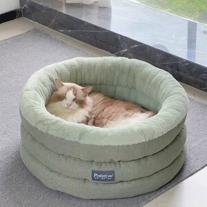 贝多芬宠物/ 圆形冬季保暖加厚四季通用猫屋猫窝封闭式深陷猫睡袋