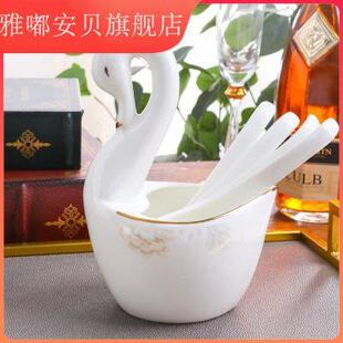 金边骨瓷放勺架陶瓷筷子架筷子笼花篮筷子筒餐具配件勺篓收纳置物