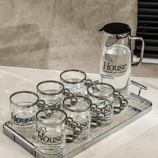 客厅家用耐热喝水杯茶杯轻奢2023新款 高级感水具套装 玻璃杯具茶具