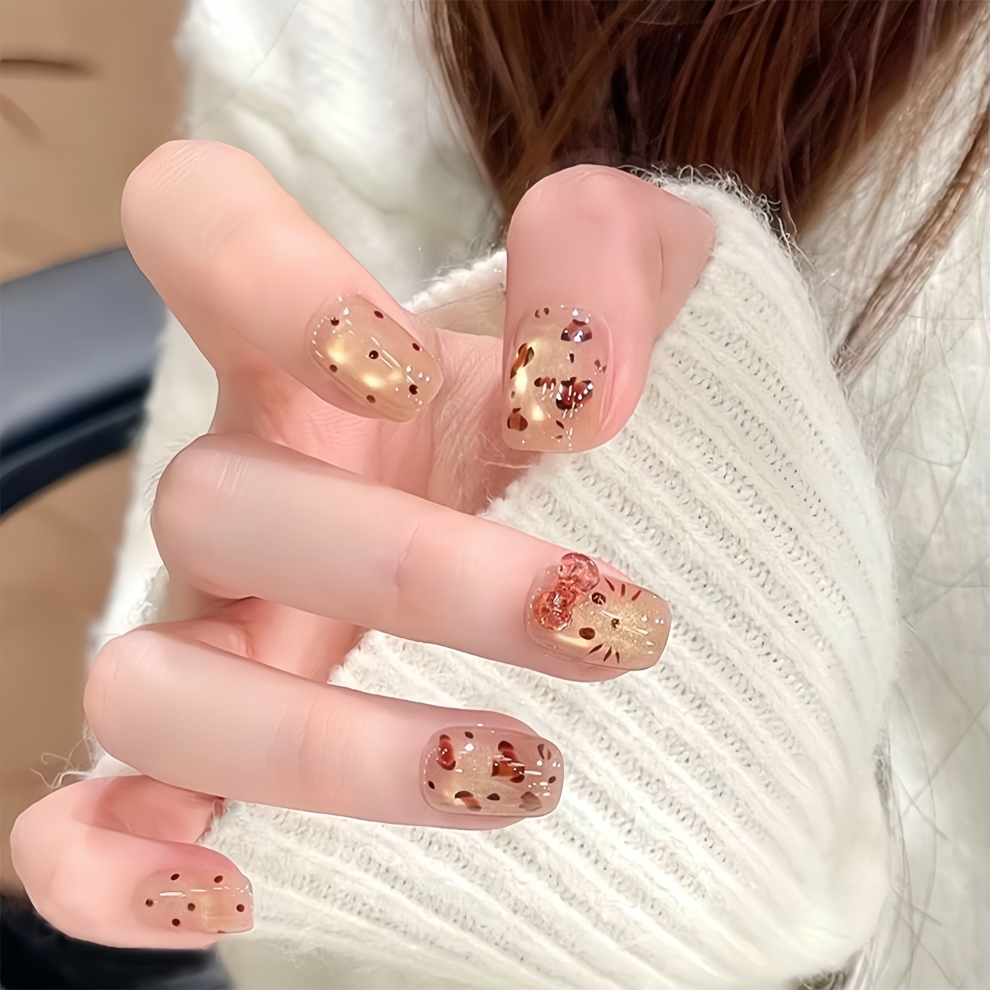 秋日穿戴甲短款美拉德风猫眼渐变卡其豹纹kt猫美甲贴片可拆卸,彩妆/香水/美妆工具,穿戴甲/甲片,淘宝优惠券,粉丝福利购,淘宝优惠卷