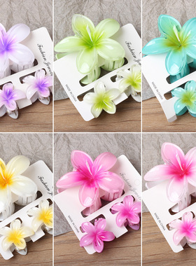 新款亚马逊鸡蛋花朵发夹套装紫荆花后脑勺抓夹气质鲨鱼夹发饰