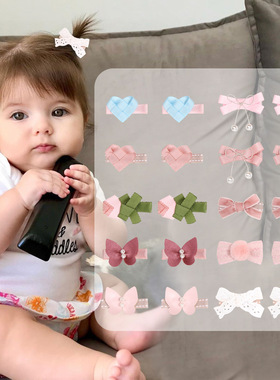 21002螺纹带蝴蝶结头饰 粉色蝴蝶爱心吊坠发夹 ins时尚珍珠发卡