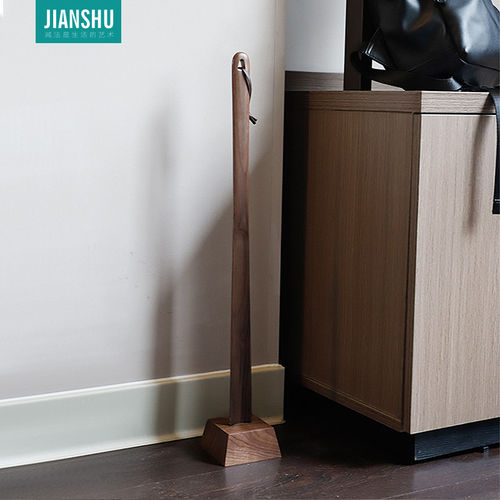 日式实木鞋拔子高档黑胡桃木加长柄家用老人孕妇提鞋器长短款鞋扒