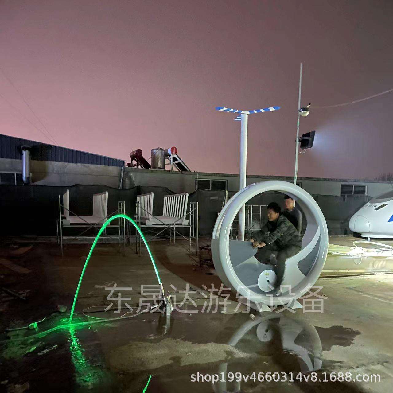 东晟达户外跑马灯光健身道具发光动感单车智能无动力发光喷泉单车