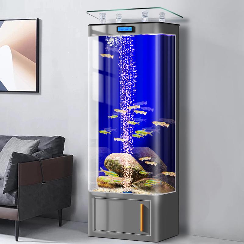 一体成型玻璃鱼缸生态自循环客厅小型水族箱电视柜旁免换水金鱼缸