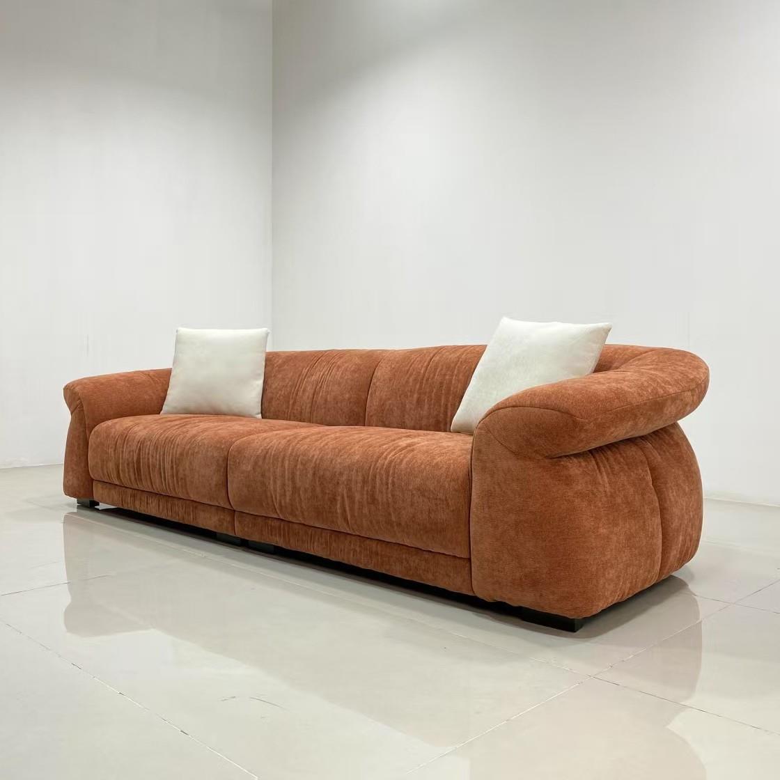 法式复古风现代布艺羽绒雪尼尔花瓣口袋客厅布艺多人位沙发