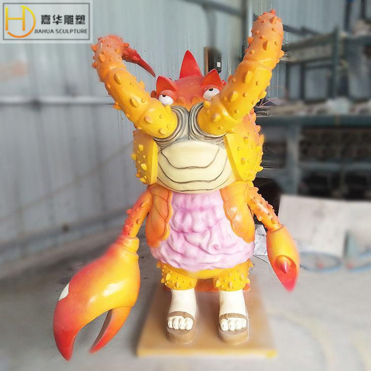 玻璃钢卡通雕塑制作人物动物澳洲龙虾拟人美陈装饰大型落地摆件