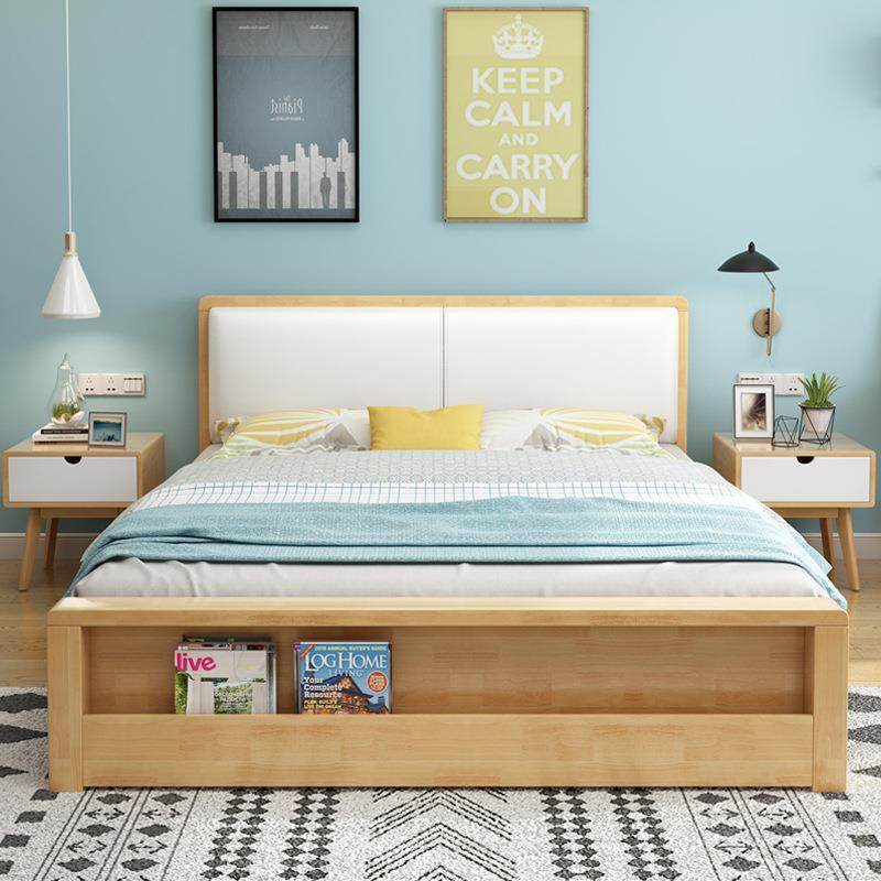 北欧实木床气压高箱抽屉收纳储物双人1.8米全实木主卧1.5高箱储物