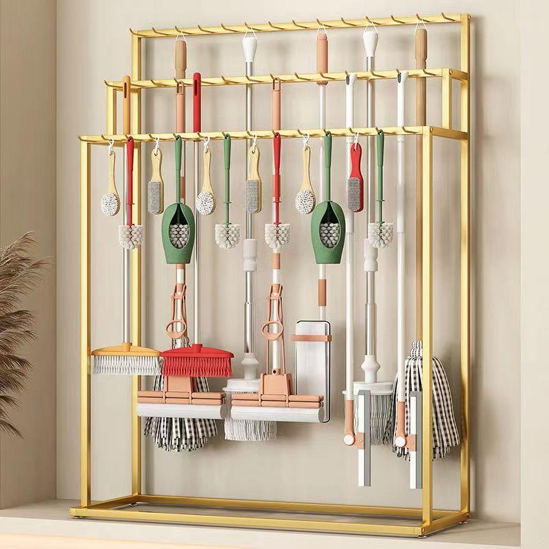 收纳展示架五金店放拖把扫把移动超市陈列挂货架扫帚腰带架拖布