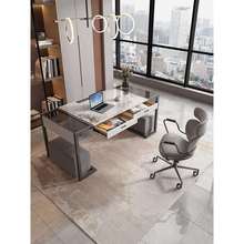岩板书桌现代轻奢简约家用书房办公工作台设计师电脑桌椅组合