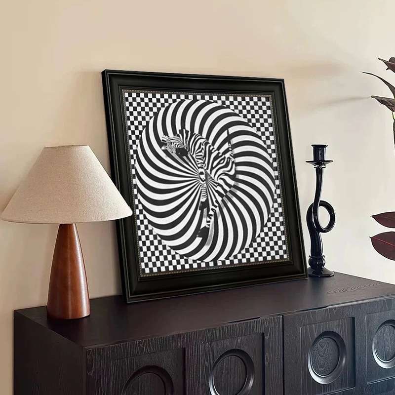 现代轻奢客厅装饰画欧式法式方形几何玄关挂画餐边柜书房走廊壁画图片