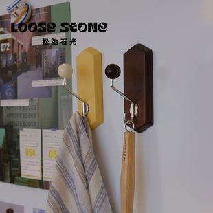 饰民宿咖啡服装 榉木ins壁挂衣帽玄关门后挂钩装 店中古实木衣架