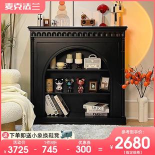 复古客厅实木黑色壁炉装 法式 饰柜假壁炉家用网红入户玄关柜储物柜