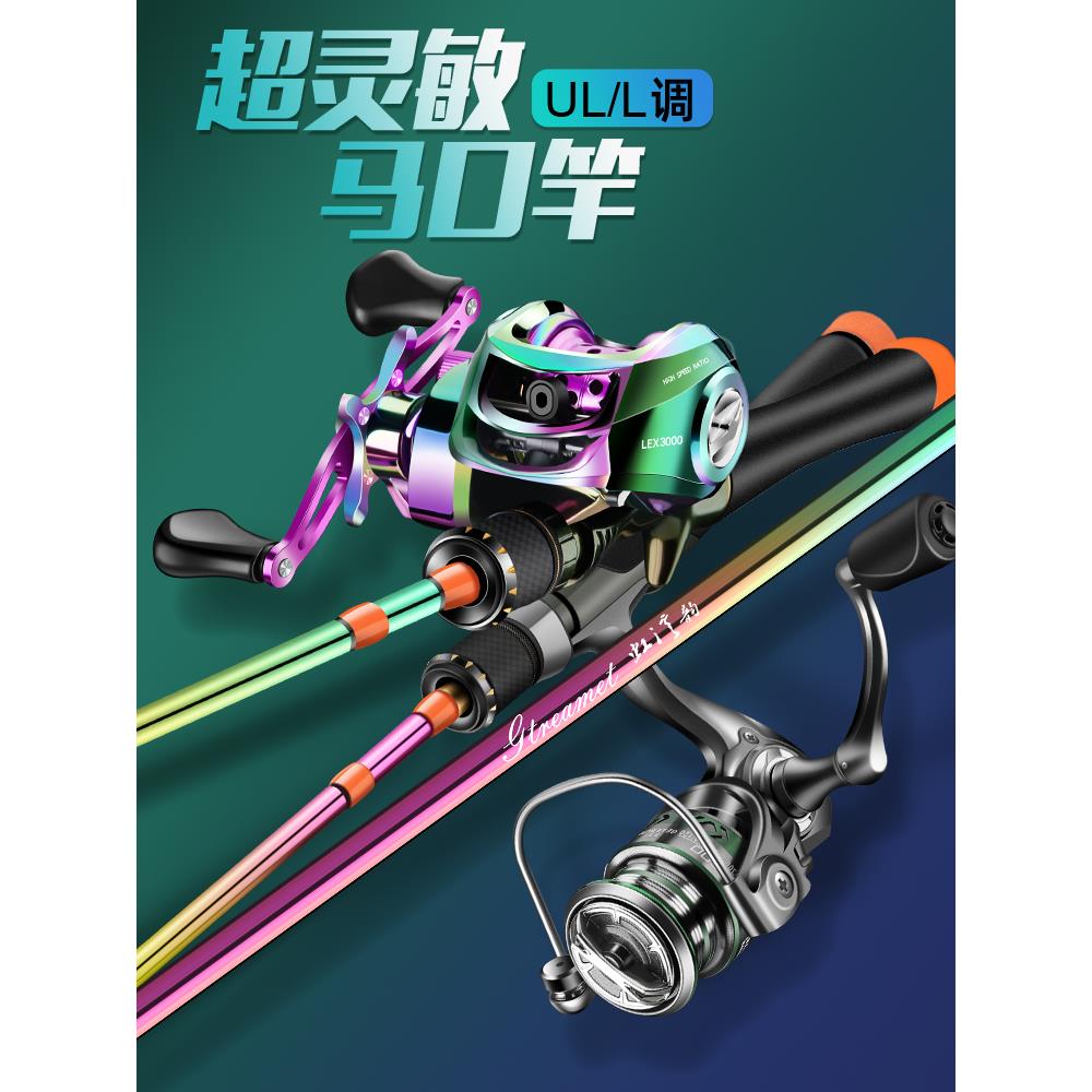 路亚微物竿套装l调快调远投马口杆鳜鱼虫竿路滑路亚竿全套初学者