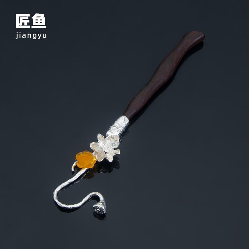 复古壶盖叉子铜壶紫砂壶夹铁壶银壶专用开壶叉防烫叉功夫茶具配件