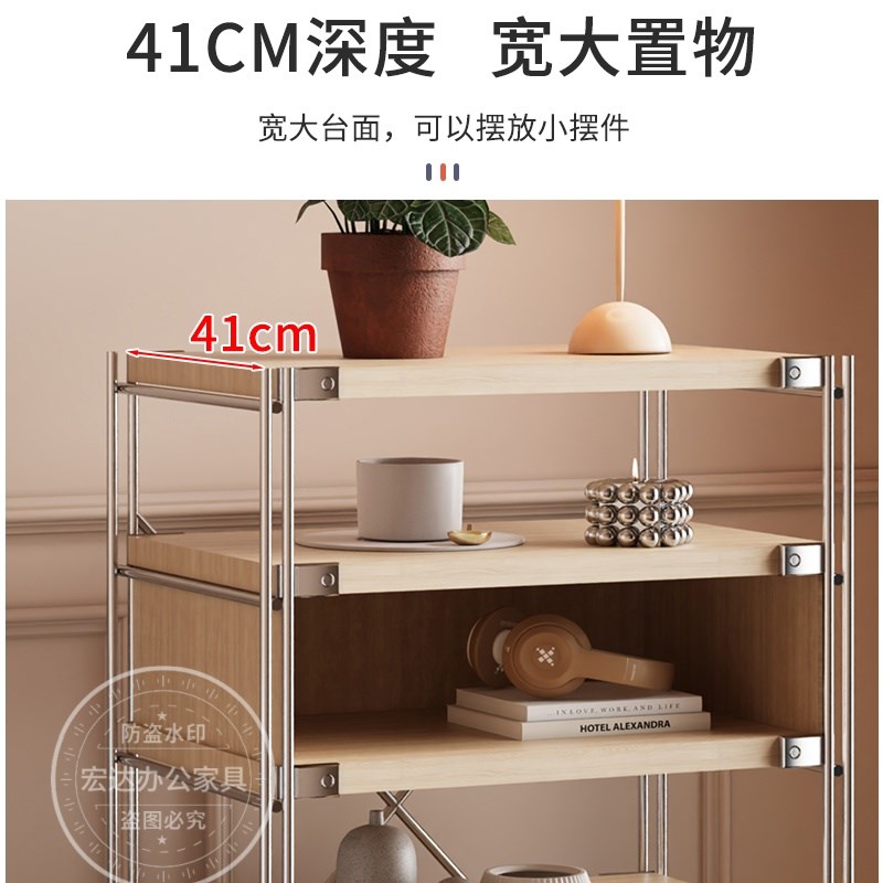 中古风置物柜收纳办公室包豪斯展示架子胡桃色P博古架摆件复古书