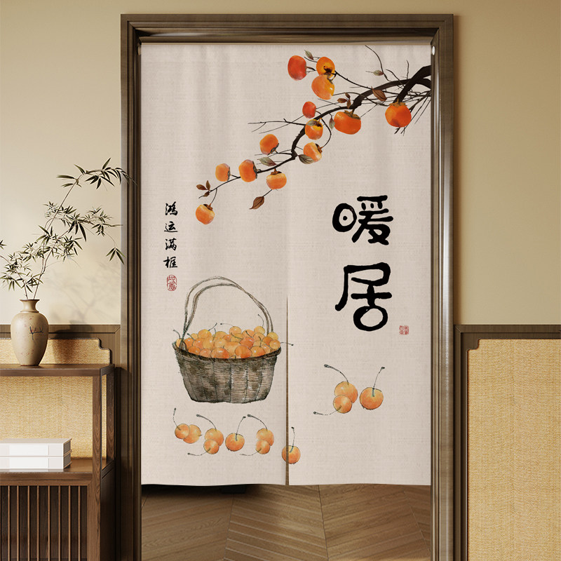 中式葫芦棉麻门帘隔断玄关图片
