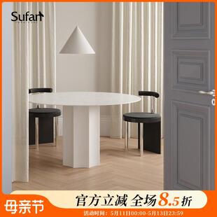 0J克勒斯岩板圆桌/2025年新品转盘餐桌简约小户型饭桌防划防