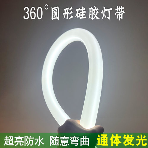 led灯带12V360度圆形通体发光硅胶管套管直径16mm22毫米软灯条24V
