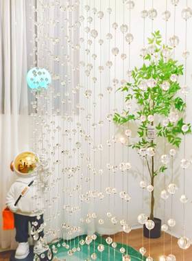 新款水晶帘子客厅隔间帘玄关卧室门帘吊饰家用房间装饰珠帘免打孔
