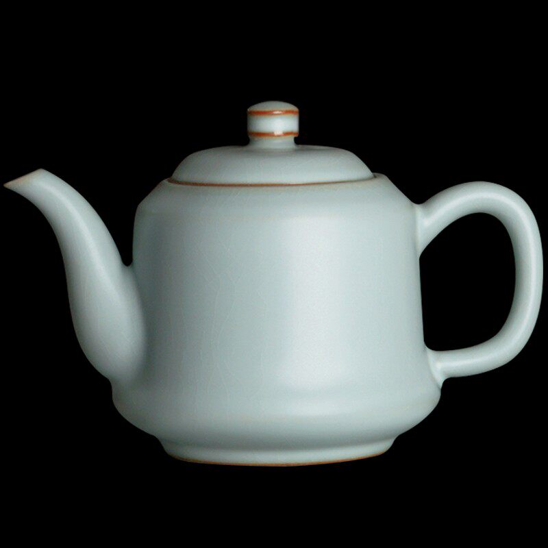 景德镇汝瓷茶壶单壶家用功夫茶具青瓷冰裂釉开片汝窑手工陶瓷中式