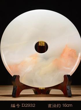 天然玉石阿富汗玉平安扣摆件 酒柜装饰品 客厅办公室 博古架摆件