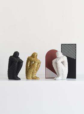 高感轻奢BJE创意摆件样板间客厅关酒柜装玄级饰品塑艺术人雕物摆