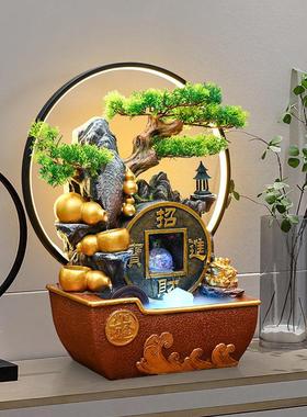 假业山流水喷泉摆件循环景客厅办室招水财风水021轮公开 乔迁装饰