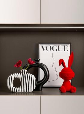 客厅门厅电柜25050904酒端柜装饰创意兔饰子坐姿装高视乔迁礼物