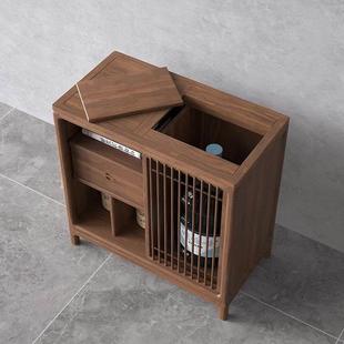 实木水柜一体式 客厅用办公室茶边柜家置物 储边几茶物柜DYE新中式