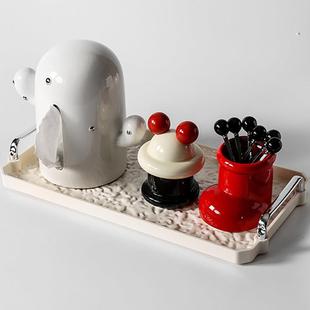 托盘长方形豪钥石纹ps托匙茶几家用奢高档美容院包轻斯级茶盘高首