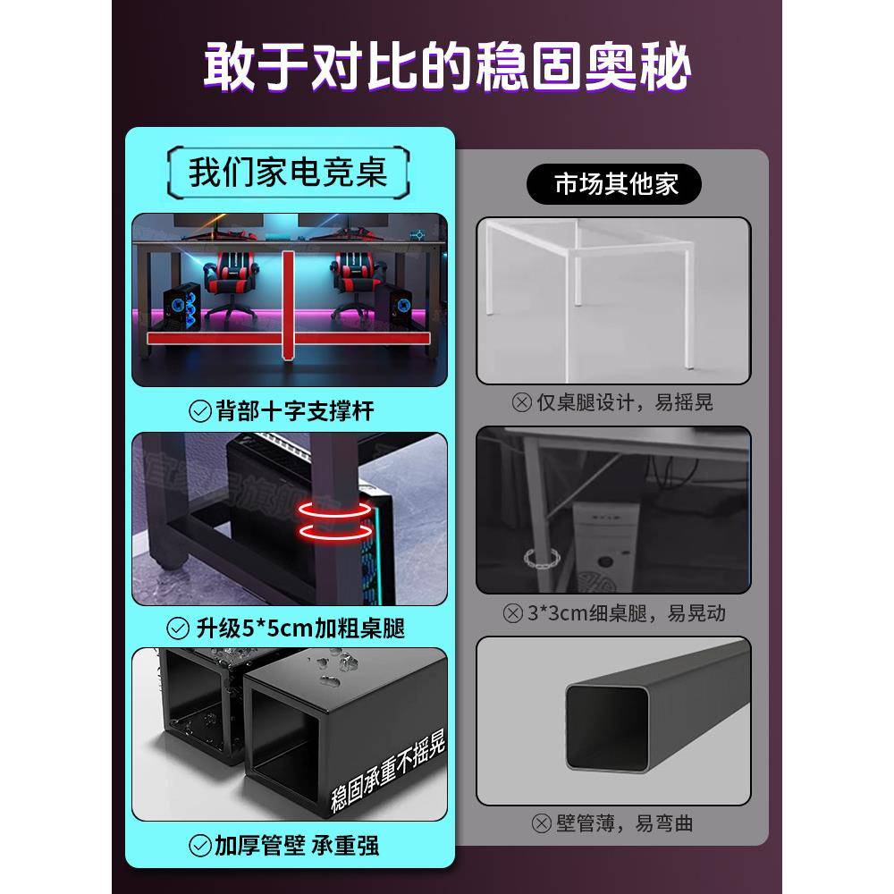 简易双人电竞桌电脑桌台式简约家用书桌卧室桌子学习写字台办公桌