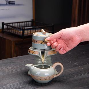 家用创意时来运转功夫茶具商务礼品定 哥窑自动茶具套装