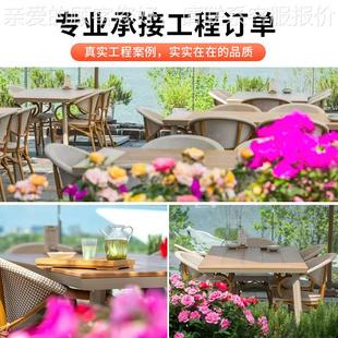 商业街椅户外桌椅网塑布奶茶店庭院外木摆桌桌椅阳台花园LY 巴克
