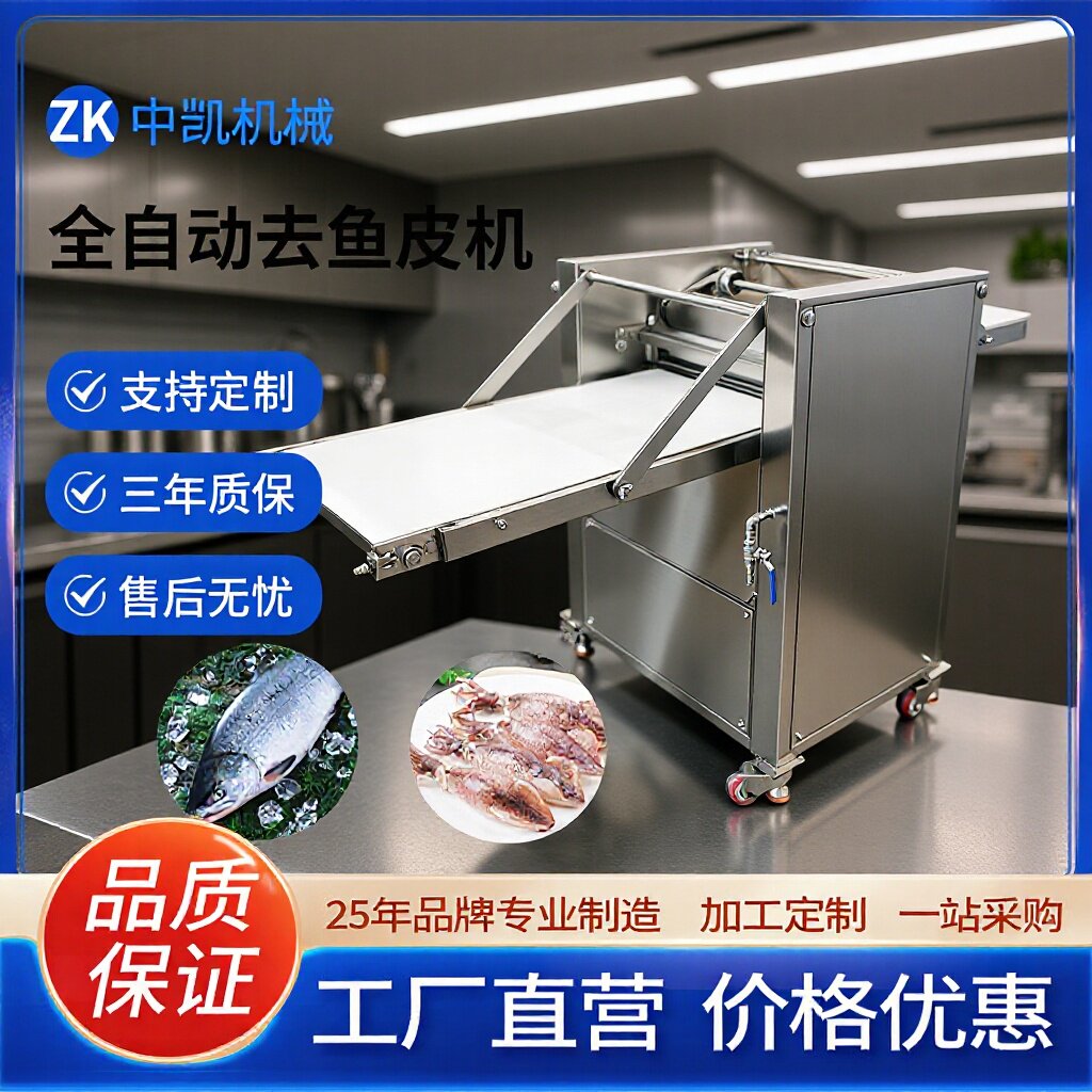 鱿鱼全自动去鱼皮机 鲢鱼剥机 青鱼草鱼去皮机 去商用