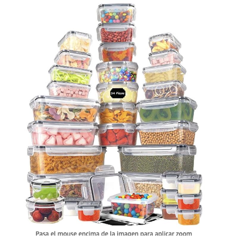 食品级冰箱保鲜盒34件套饭盒果蔬分类储物厨房五谷杂粮pp收纳盒