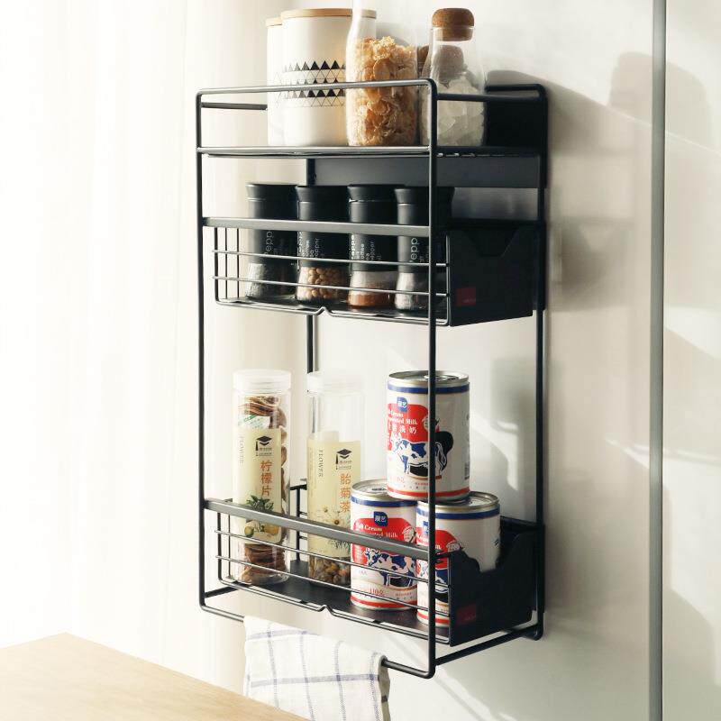 冰箱置物架侧收纳壁挂式夹缝侧边架子多层厨房用品家用调料挂架
