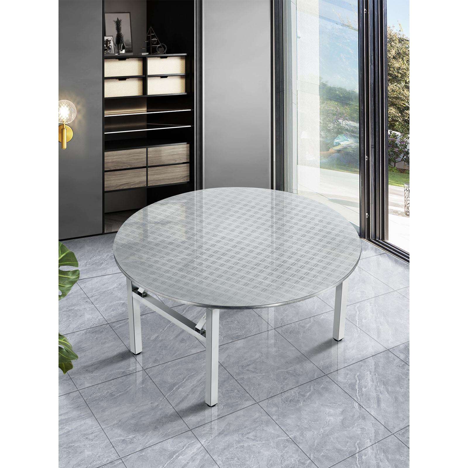 全不锈钢餐桌折叠大圆桌面家用户外便携夜市摆摊简易野外露营桌子