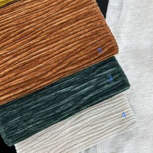 提花雪尼尔压皱皱布沙发布抱枕布料条子单色皱布面料