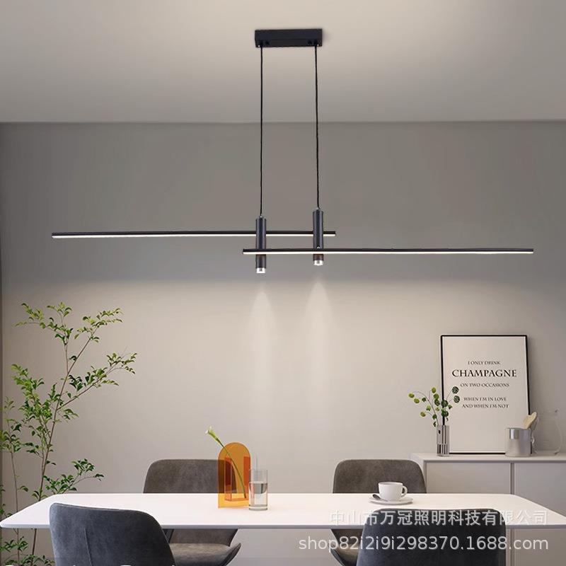餐厅灯吊灯轻奢灯具现代简约一字长条极简新款家用饭厅餐桌吧台灯
