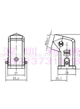 09200031640 HARTING德国浩亭 HAN3A连接器 弯角上壳 PG11