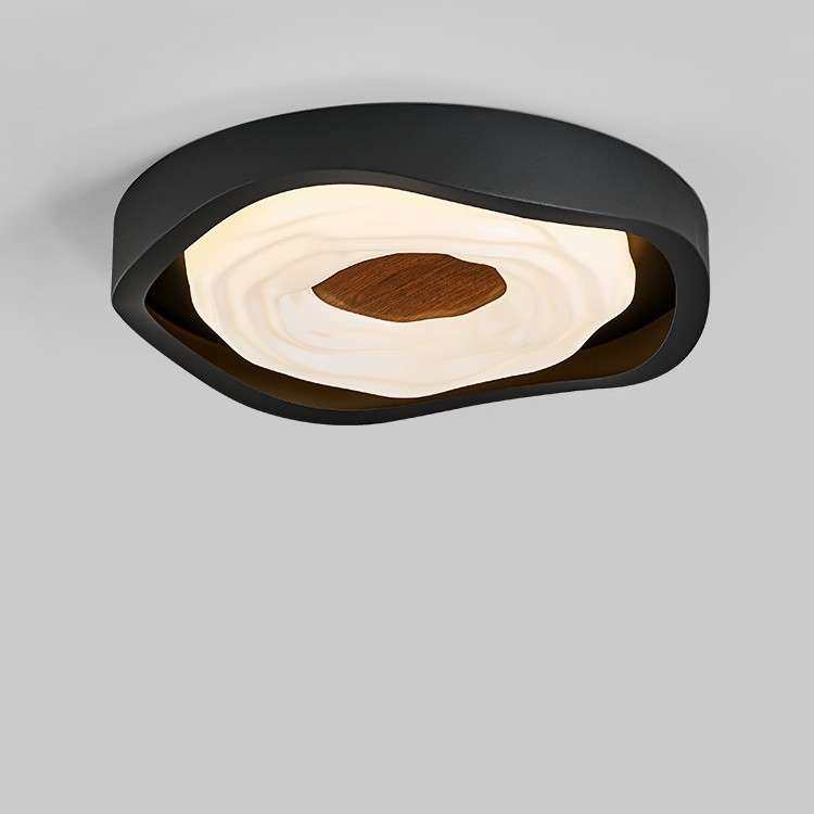 意式甜甜圈卧室吸顶灯极简设计师创意艺术房间灯黑色圆形主卧灯