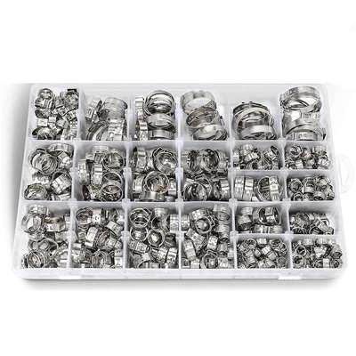 跨境600pcs盒装304不锈钢快速固定,卡箍喉箍抱箍管卡组合套装