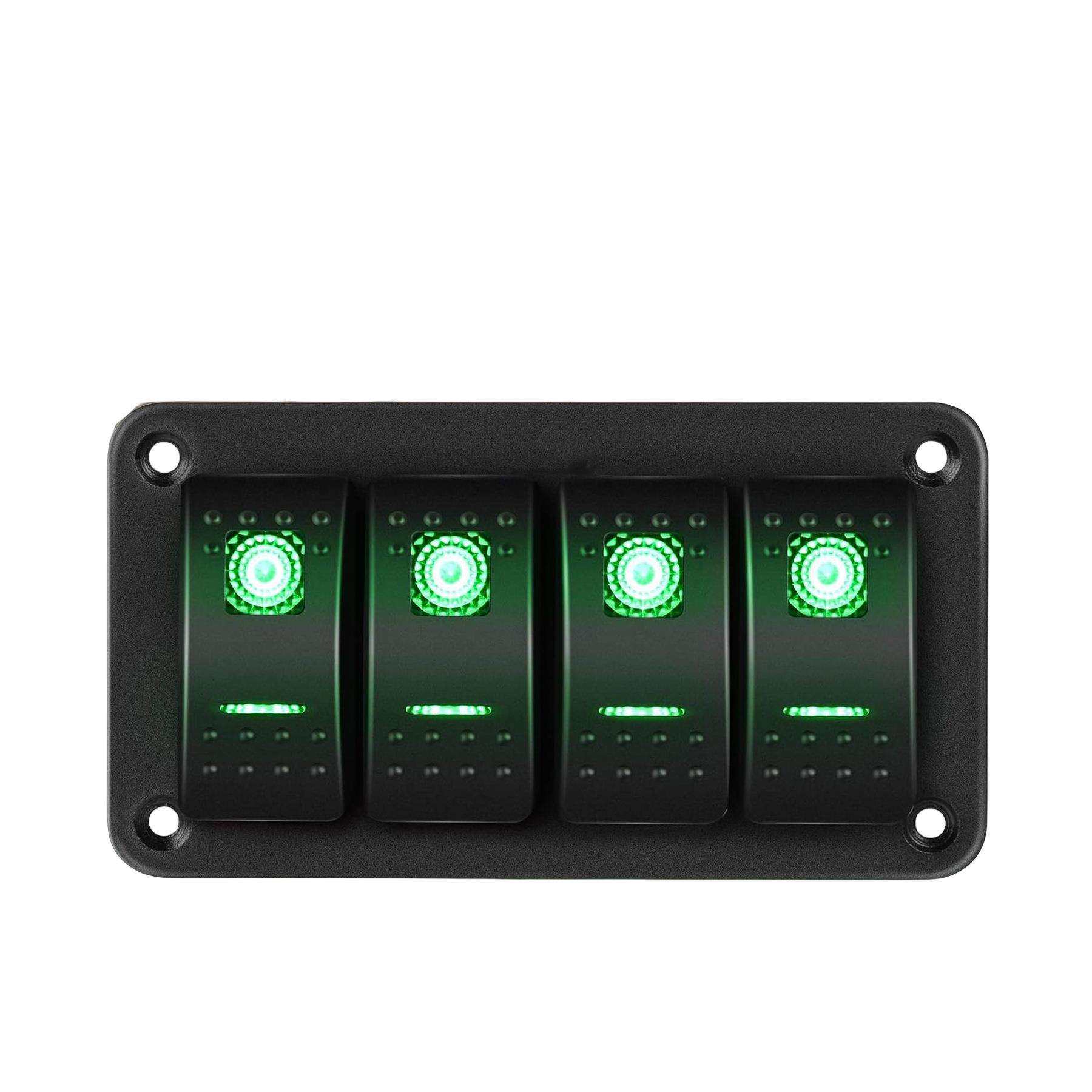 4位车船用开关船形摇杆面板 汽车改装2位翘板开关组合板DC12-24V