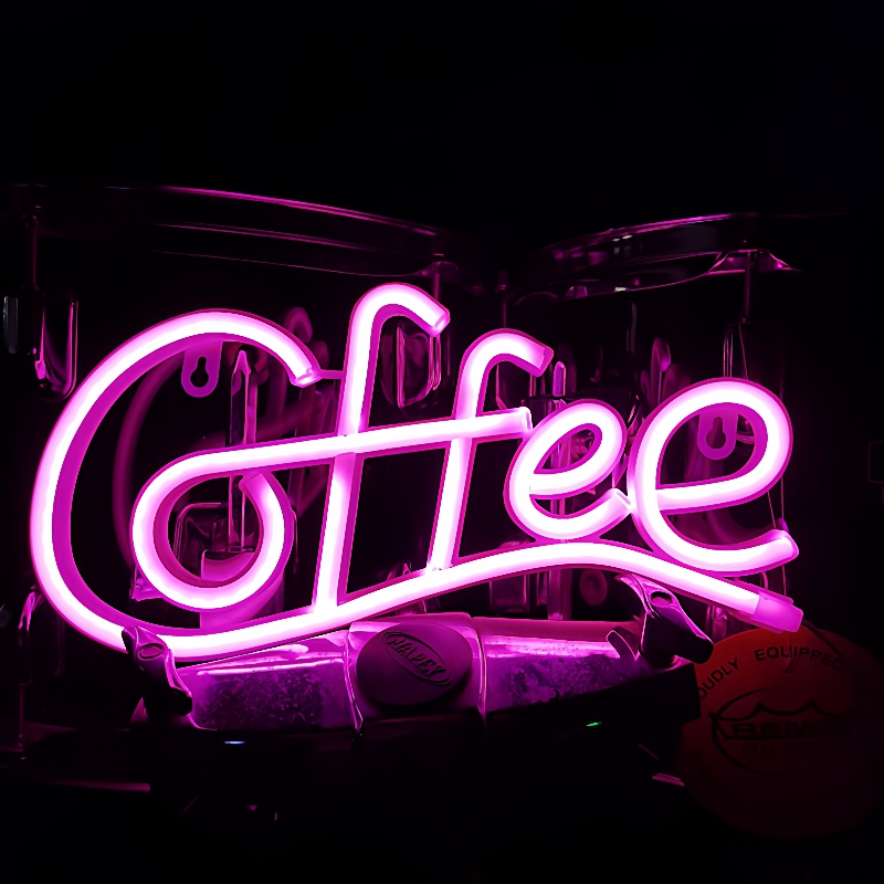 LEDcoffee霓虹灯墙面装饰灯节日派对氛围灯咖啡店房间卧室布置