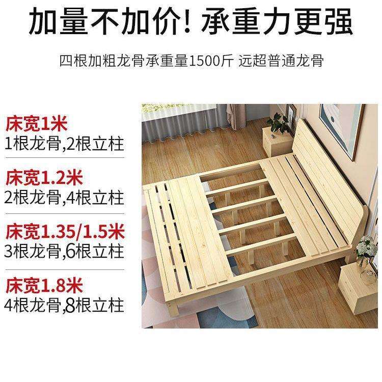 实木床1.8米松木双人床1.5米经济型成人现代简约简易1mm单智高圆