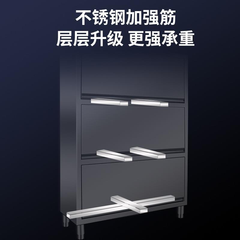 不锈钢保洁柜上翻门碗柜掀盖橱柜储物立柜推拉餐具收纳柜商用家用