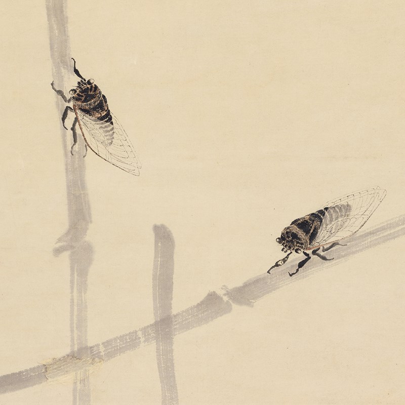 传世名画高清复制齐白石篱边清趣图F国画兼工带写草虫微喷装饰画